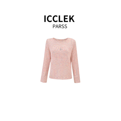 2025年夏季新款时尚百搭圆领蓝色薄款长袖针织衫女气质轻奢 -5573