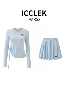 ICCLEK PARSS 2025新款早秋夏轻奢抽绳长袖针织衫半裙套装-5859