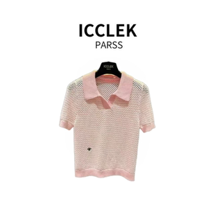 PARSS 上衣 2025新款 百搭翻领镂空针织衫 5784 早秋夏时尚 ICCLEK