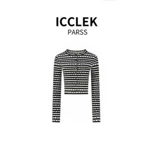 PARSS 针织衫 2025新款 长袖 5855 早秋夏轻奢条纹提花修身 ICCLEK