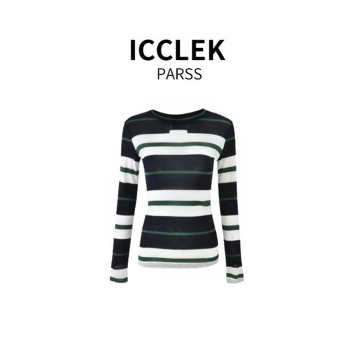 ICCLEK PARSS 2025新款早秋轻奢简约气质名媛圆领针织打底衫-5928