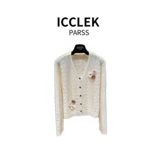 早秋轻奢简约花朵刺绣V领针织开衫 2025新款 5999 PARSS ICCLEK