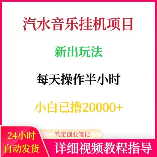 2025抖音汽水音乐自动挂机项目新出技术网络在家搬砖副业创业赚钱