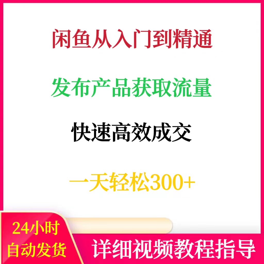 闲鱼从入门到精通商品发布流量获取技巧快速变现一天300+赚钱项目
