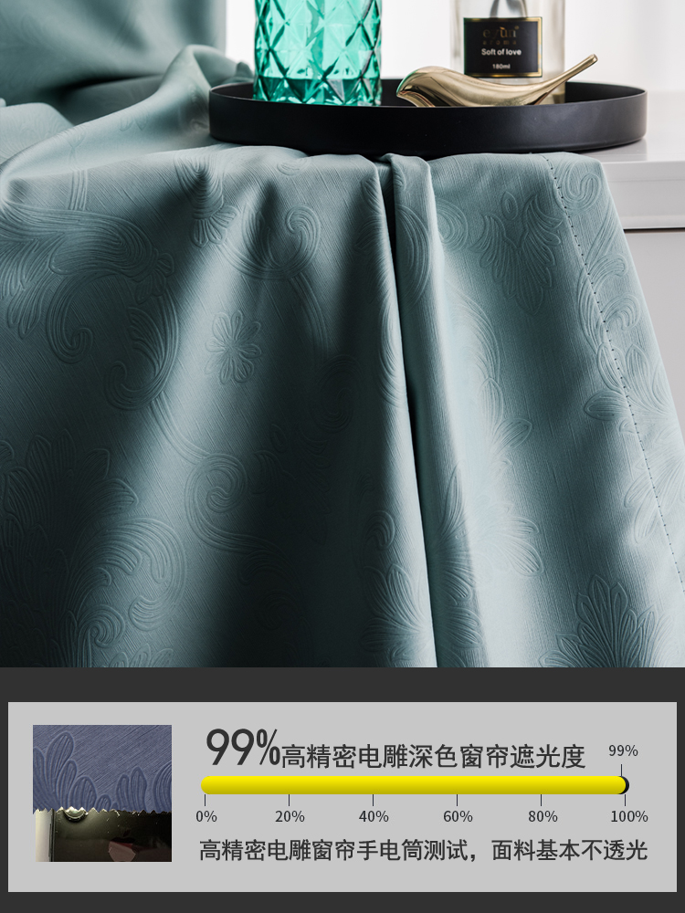 全遮光加厚隔音隔热窗帘布客厅卧室飘窗防晒遮阳现代简约成品窗帘