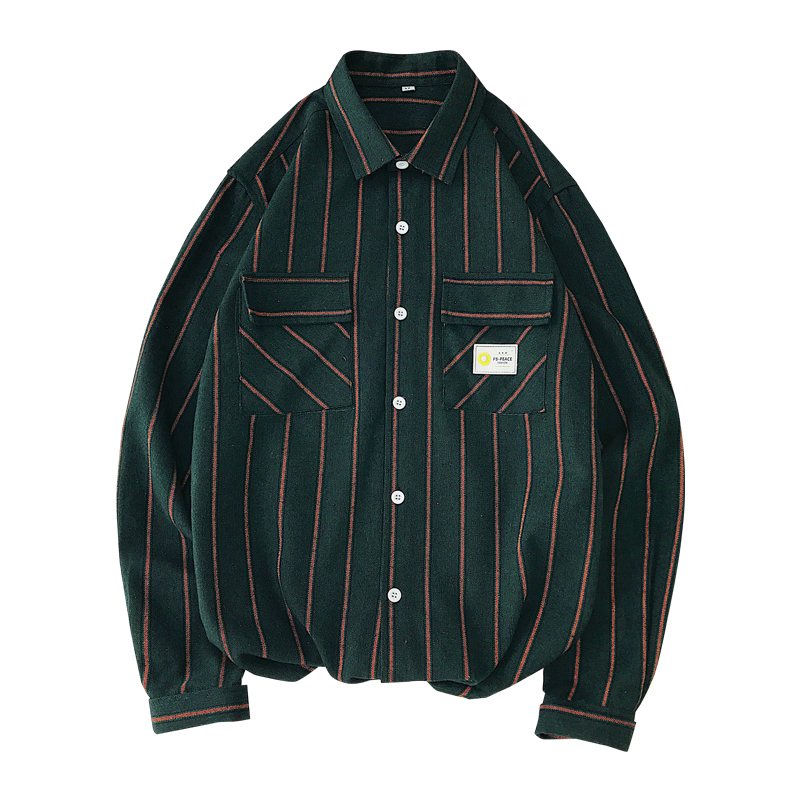 Hong Kong style long sleeve casual shirt trend student loose shirt men