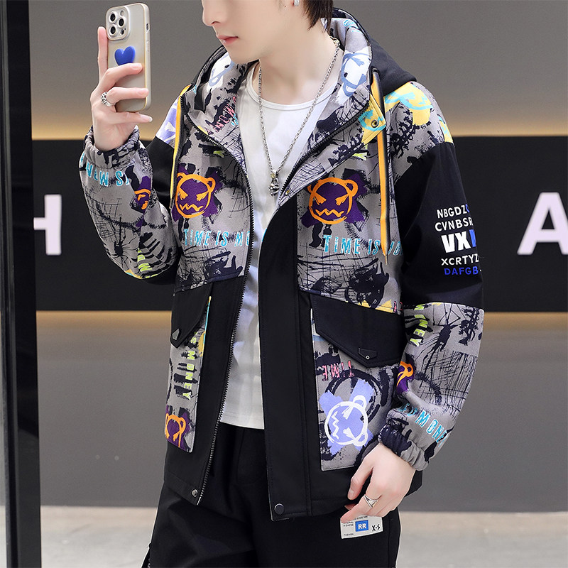 不断货春季夹克薄款连帽青年夹克港风男式夹克学生外套2031,男装夹克,星座301D(原星座1004-8）