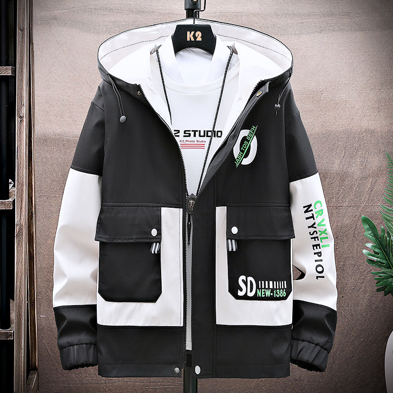 数据好~2021新款休闲夹克男青年潮流拼色工装夹克外套JK898-P55,男装夹克,星座301D(原星座1004-8）