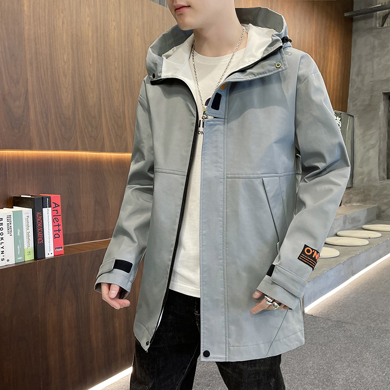 Four seasons long casual windbreaker fashion men's jacket men's coat