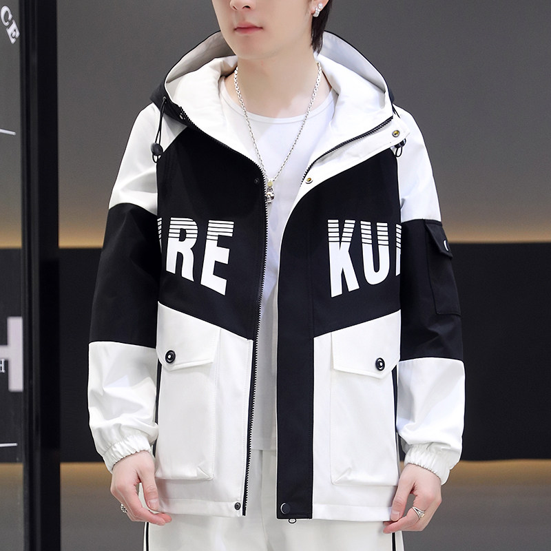不断货春季夹克薄款连帽青年夹克港风男式夹克学生外套2030,男装夹克,星座301D(原星座1004-8）
