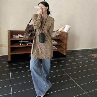 HELART2025法式 百搭通勤时髦连衣裙 复古印花亮丝波兰线早秋新款