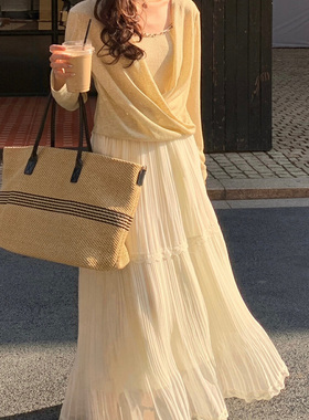 赫拉HELART2025蕾丝拼接网纱半身裙春夏新款高腰A字裙百褶裙长裙