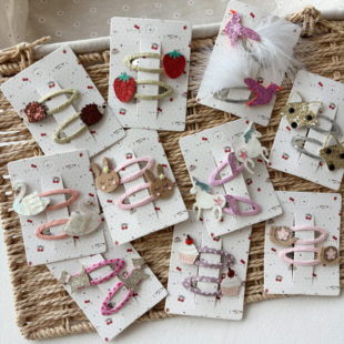 闪闪惹人爱~英国单女孩可爱发夹儿童兔子独角兽发卡甜美碎发夹