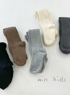 出口换标3-12岁女童纯棉针织柔软弹力纯色好搭连脚打底裤连袜裤