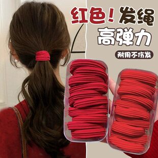 新年头绳2026新款高端红色橡皮筋女扎头蝴蝶结发圈高马尾耐用发绳