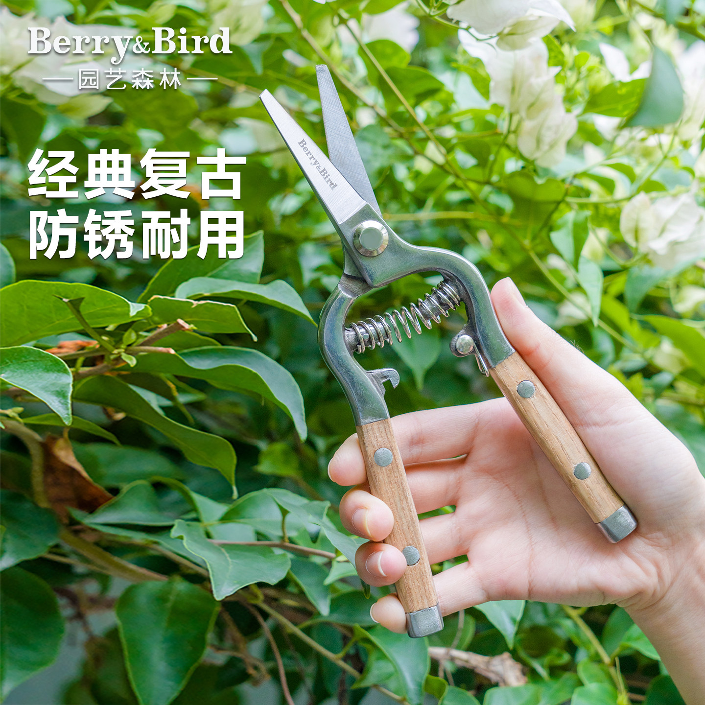 Berry&Bird园艺森林不锈钢复古剪刀鲜花绿植修剪工具花园盆景造型