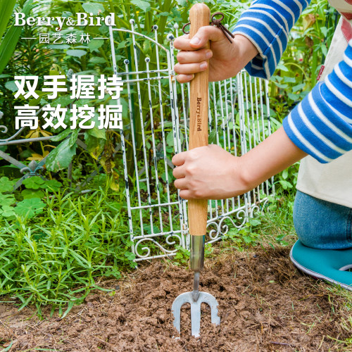 Berry&Bird园艺森林不锈钢手叉户外种花挖掘松土工具花园种植叉子