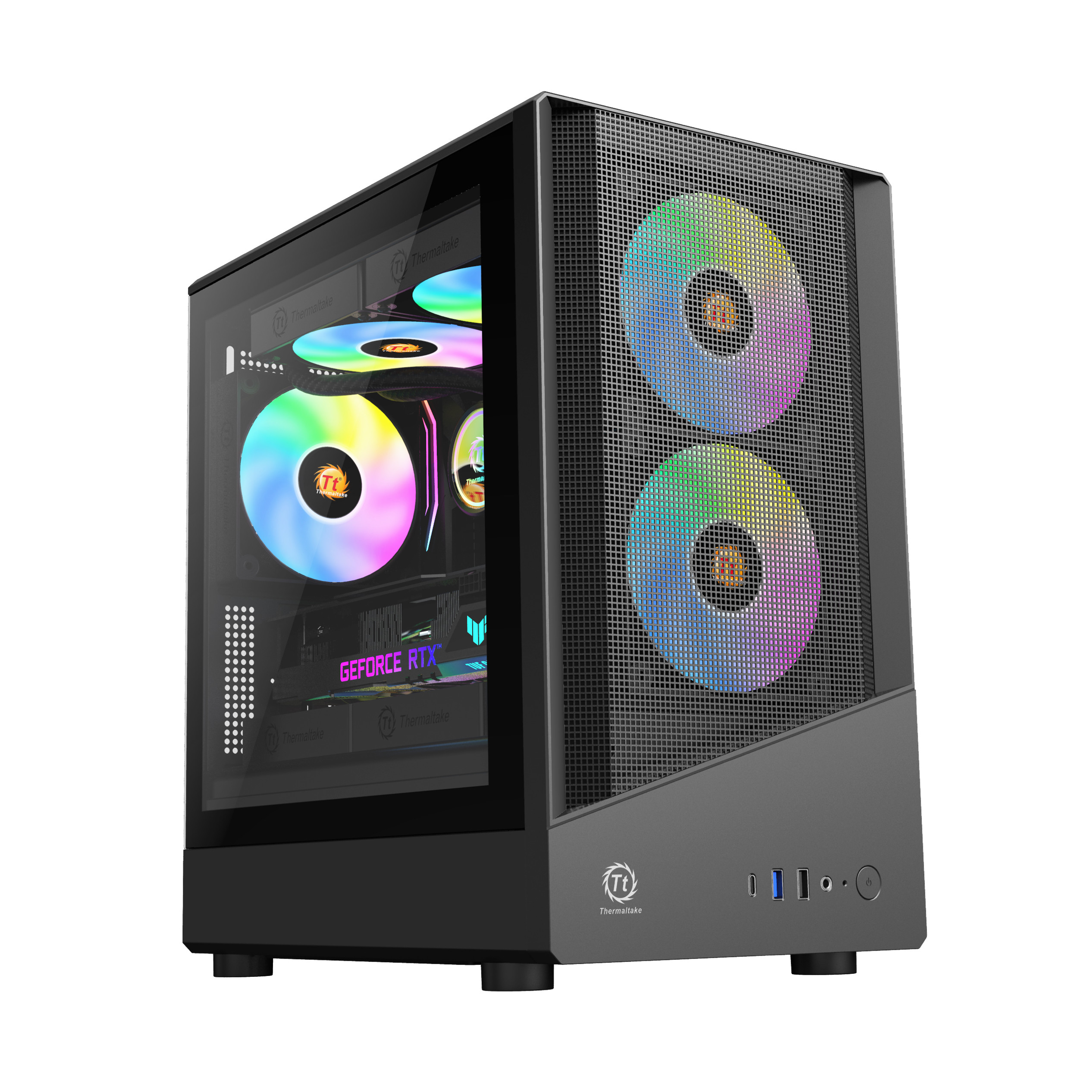 途腾TT电脑机箱AK47玻璃侧透M-ATX主板240水冷前透散热光影mini