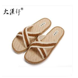 甘谷大漠行麻鞋男士居家室内拖鞋草鞋亚麻休闲防滑耐磨手工编织
