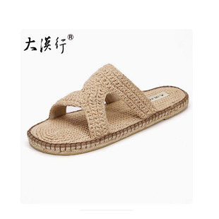 大漠行非遗手工麻鞋男士父亲拖鞋休闲草鞋复古吸汗透气防滑甘谷
