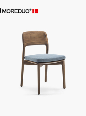 MOREDUO/意式休闲椅北美胡桃木餐椅设计师客厅单椅极简Emma Chair