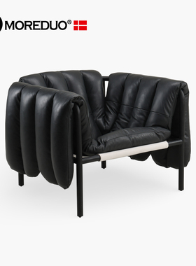 MOREDUO/意式极简沙发椅 Puffy Lounge Chair 客厅单椅真皮休闲椅