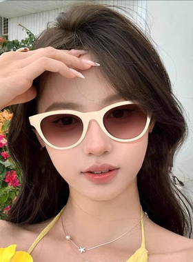 白色墨镜女款2025新款复古圆框太阳镜适合方圆脸眼镜防紫外线海边