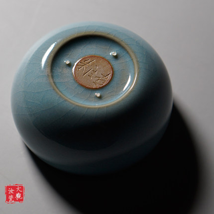 汝州原产地汝瓷功夫茶具茶杯 圆钵杯 一级品 朱家汝窑 朱法喜作品