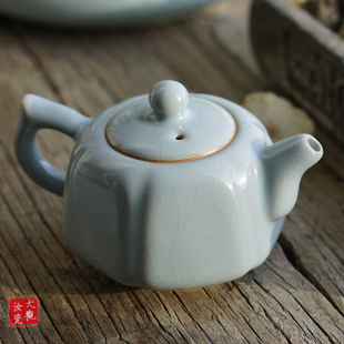 汝州原产地大观汝瓷茶具朱家汝窑朱法喜六方壶一级品玛瑙釉茶壶