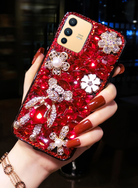 新款vivoS50手机壳奢华熊X300Pro网红X200带水钻石S30防摔S21高档S20女S19保护套S18全包17镶钻闪X100原创X90