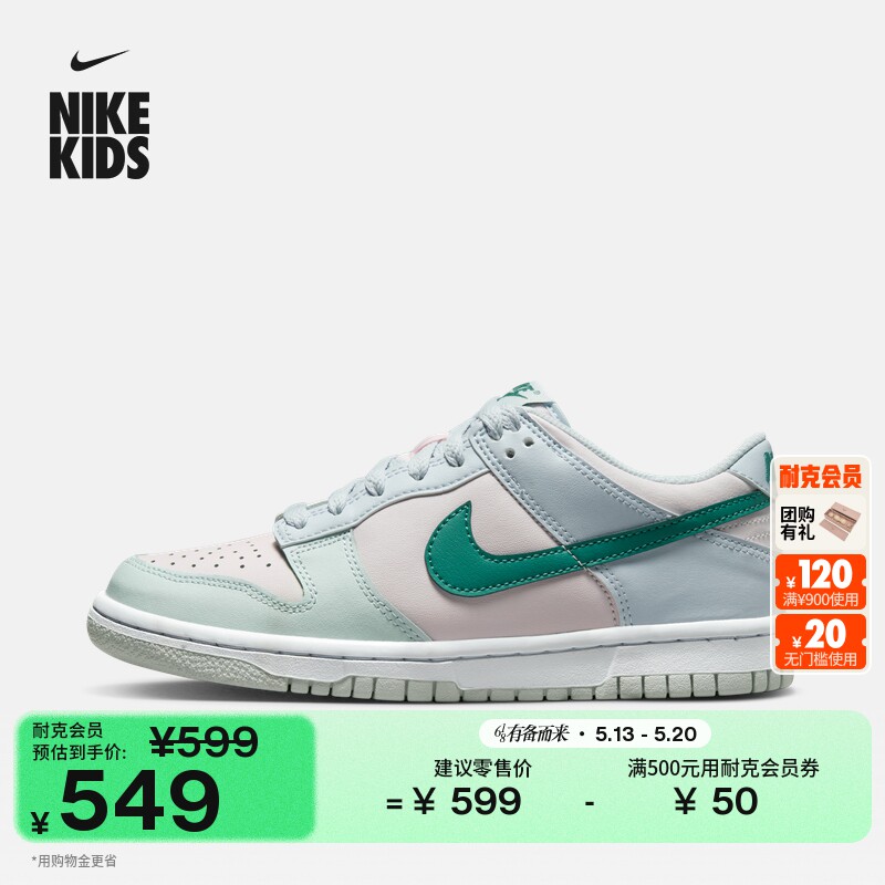 耐克大童平底运动鞋夏季男女童胶底低帮抓地板鞋NIKE DUNK FD1232