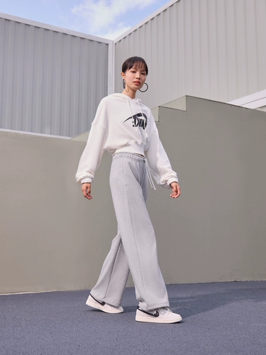 Nike, зимние трикотажные мягкие штаны для отдыха, средняя посадка, свободный крой, с вышивкой