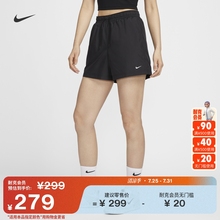 Nike耐克勾勾女子中腰短裤秋季运动裤梭织透气网眼刺绣轻便FV7558