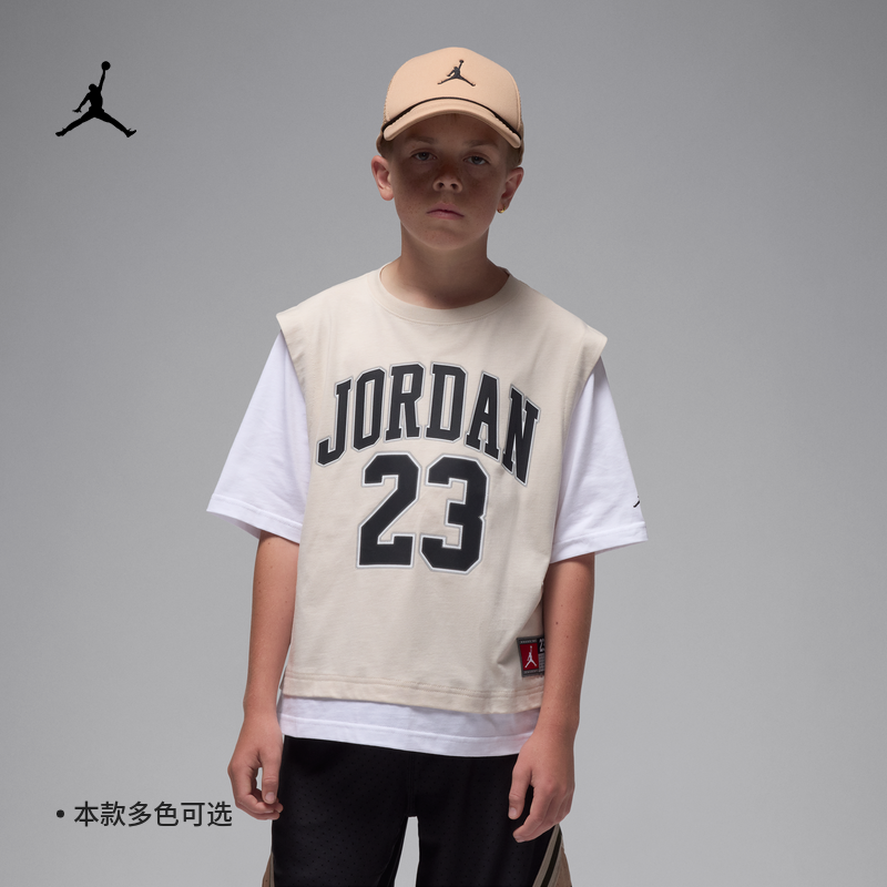 耐克乔丹大童纯棉短袖上衣秋季新款男女童半袖官方JORDAN IQ5330