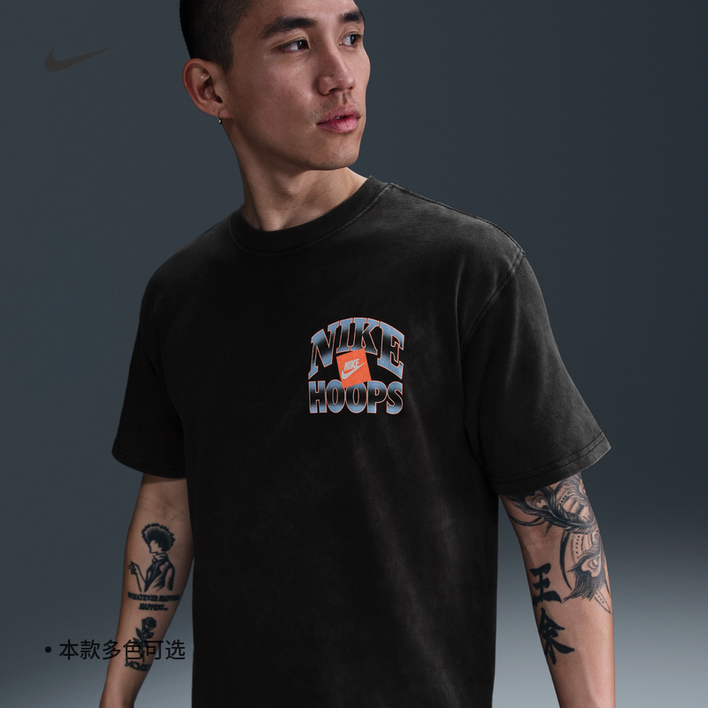 Nike耐克复古宽松纯棉男篮球T恤