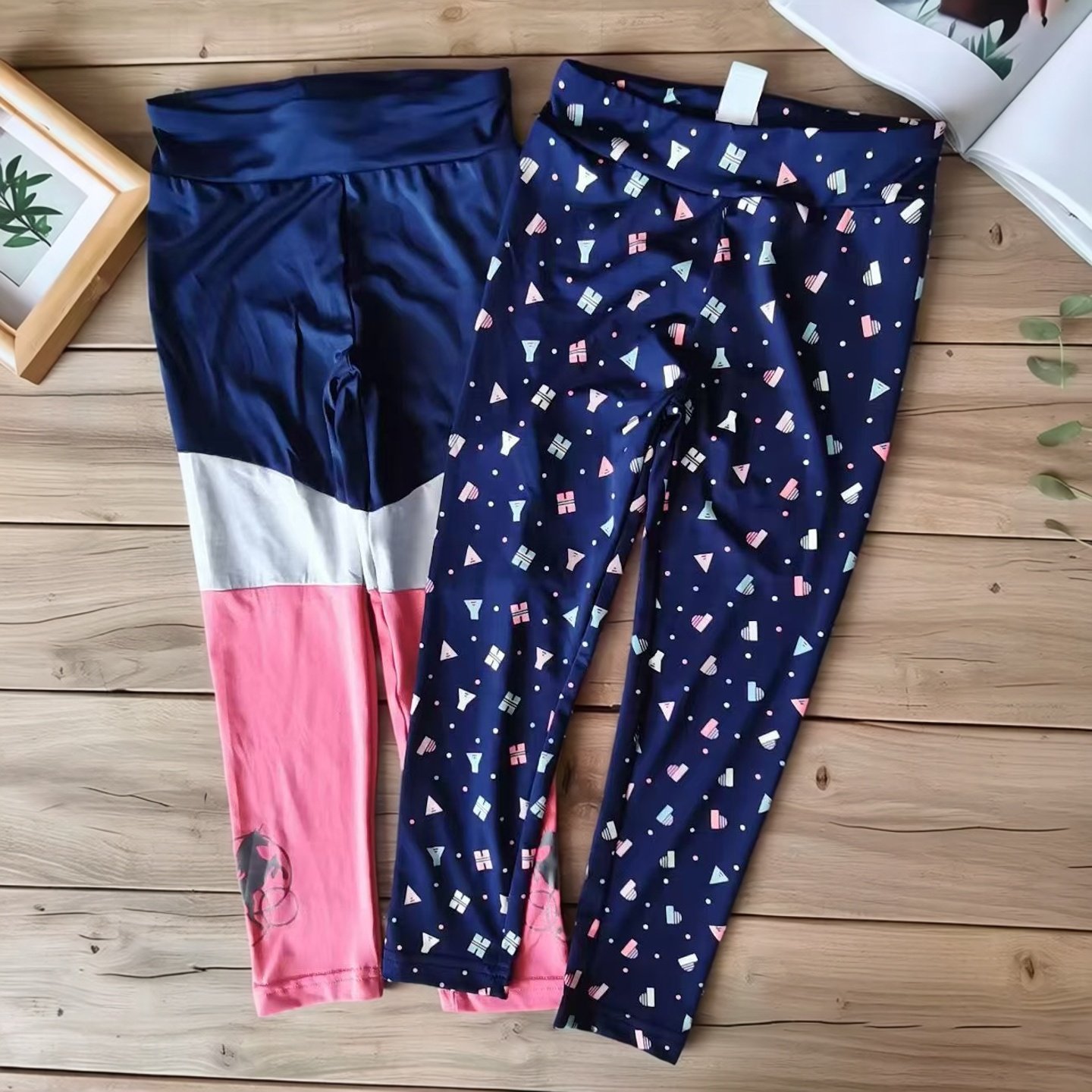 外贸印花打底裤女撞色拼接弹力紧身裤几何图案休闲裤速干运动裤,童装/婴儿装/亲子装,打底裤,淘宝优惠券,粉丝福利购,淘宝优惠卷