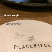 嘟嘟夫妇S999纯银蝴蝶耳钉养耳洞睡觉不用摘超闪小巧耳蜗耳骨钉女