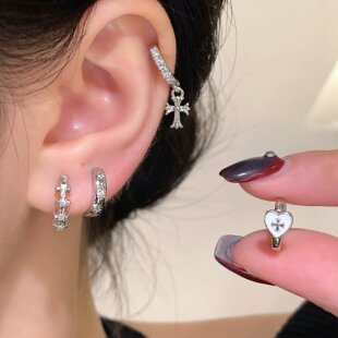嘟嘟夫妇独特漂亮耳环耳扣直针d型耳圈小众高级边缘耳骨环耳饰女