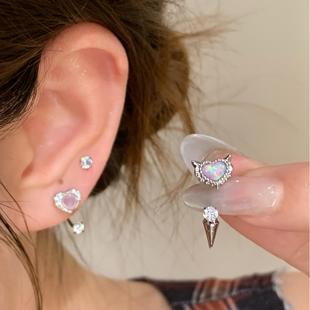 嘟嘟夫妇爱心马蹄环耳钉医用钛钢养耳洞耳饰睡觉免摘恶魔耳骨钉女