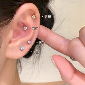 嘟嘟夫妇精致小巧耳钉睡觉免摘螺丝扣耳蜗钉医用钛钢耳骨钉爆闪女