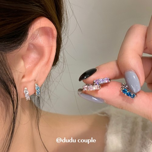 彩色爆闪耳环睡觉免摘医用钛钢女