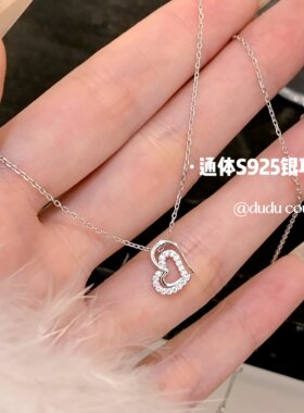 s925纯银爱心项链小众锁骨链颈链
