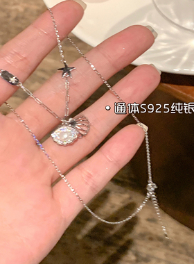 嘟嘟夫妇镂空贝壳珍珠项链轻奢小众高级感S925纯银颈链锁骨链女