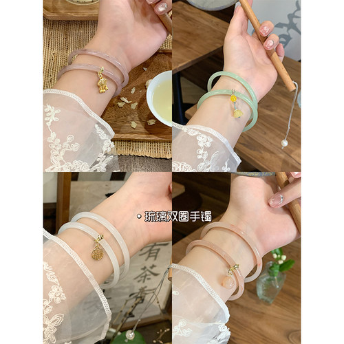 嘟嘟夫妇新中式琉璃手镯叠戴女