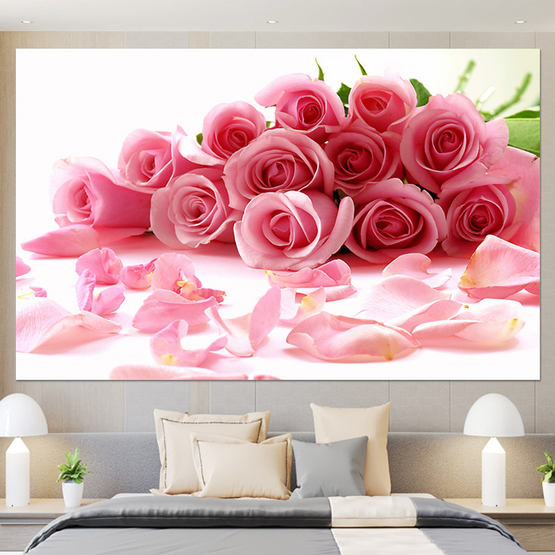 墙纸自粘玫瑰花郁金香壁画墙贴画