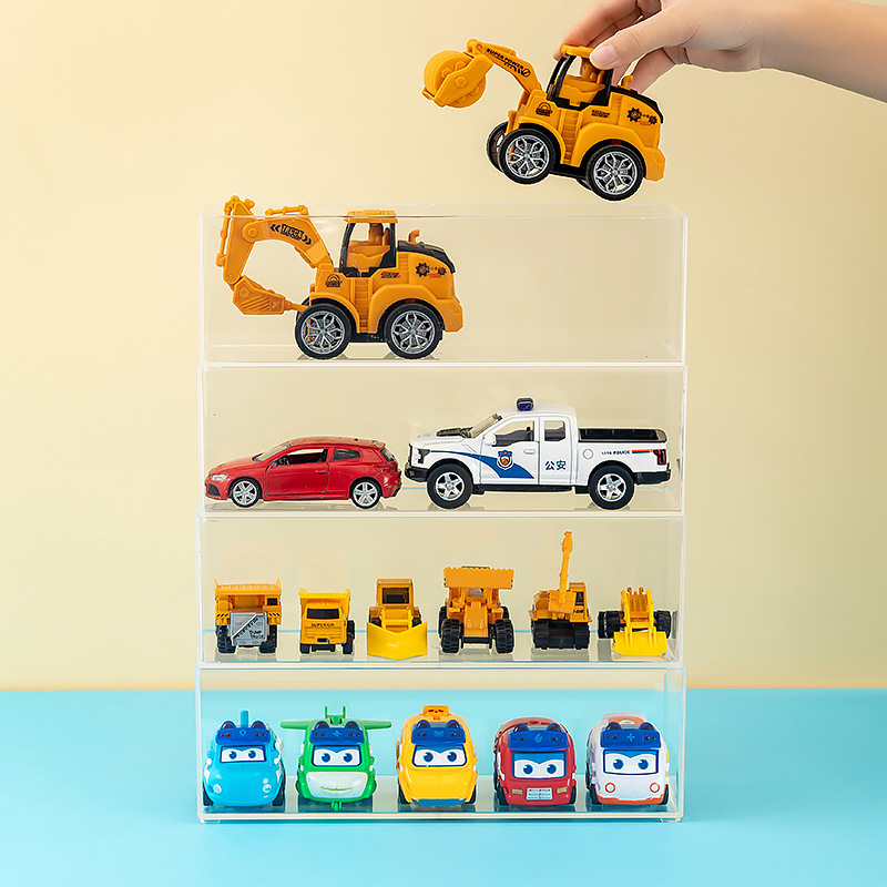 透明亚克力玩具车收纳盒多层儿童小汽车模型展示架整理储物收纳箱