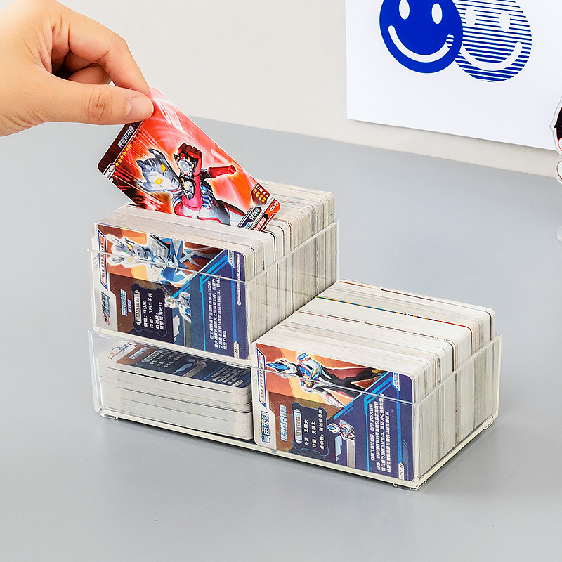 透明亚克力卡牌收纳盒多层阶梯式展示架奥特曼卡片整理册储物盒子