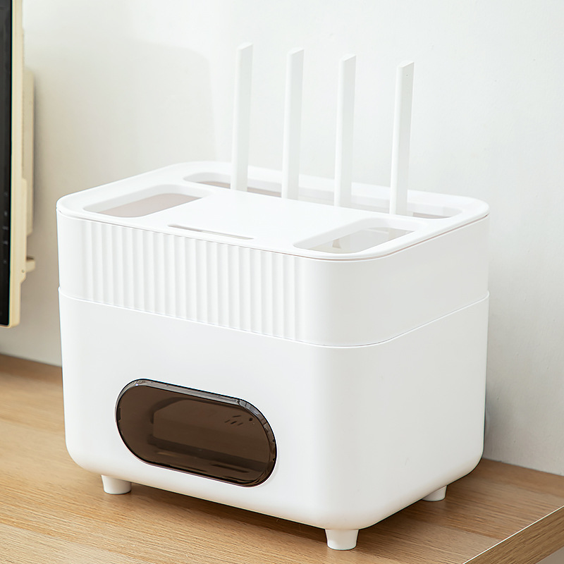 路由器收纳盒多层可叠加塑料插排电线整理盒客厅家用收纳盒置物架