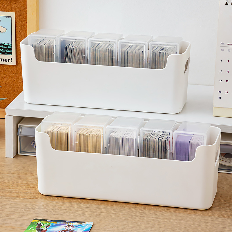 带把手卡牌收纳箱多格分类盒透明防尘盖PP材质卡片整理储物套装
