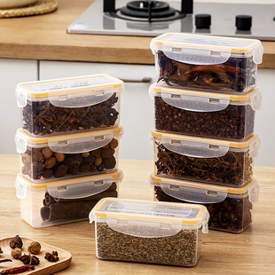 厨房调料干货专用密封收纳盒防潮透明可视卡扣密封圈可叠放塑料罐